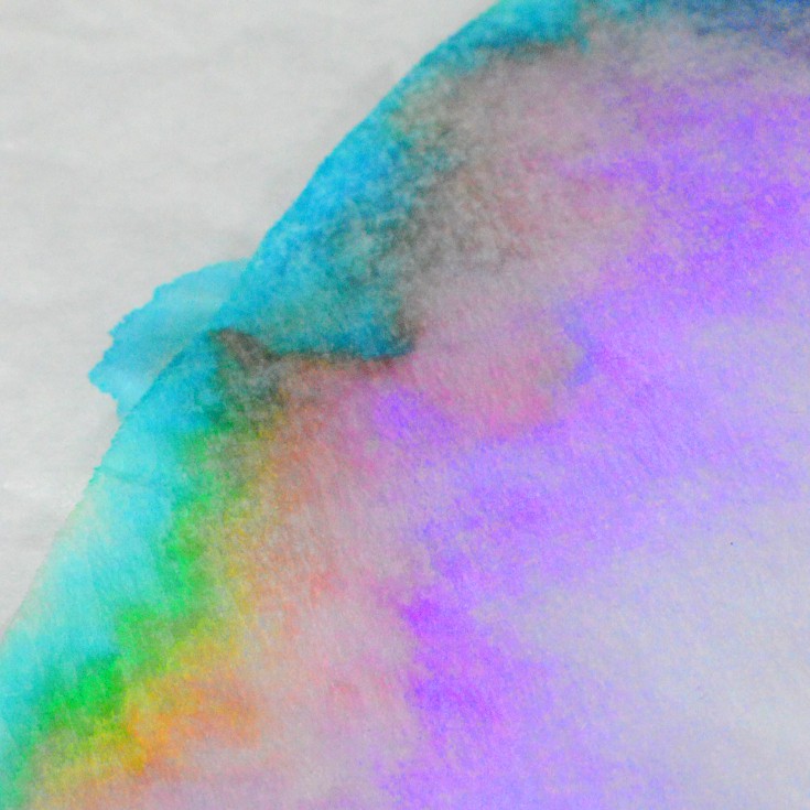 chromatography in coffee filter showing how black is separated into rainbow colors