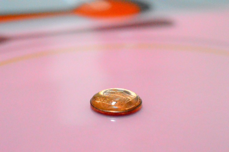 water on penny showing surface tension in this experiment